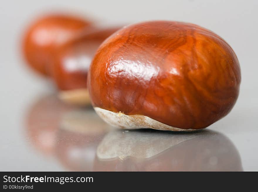 Chestnuts close up isolated