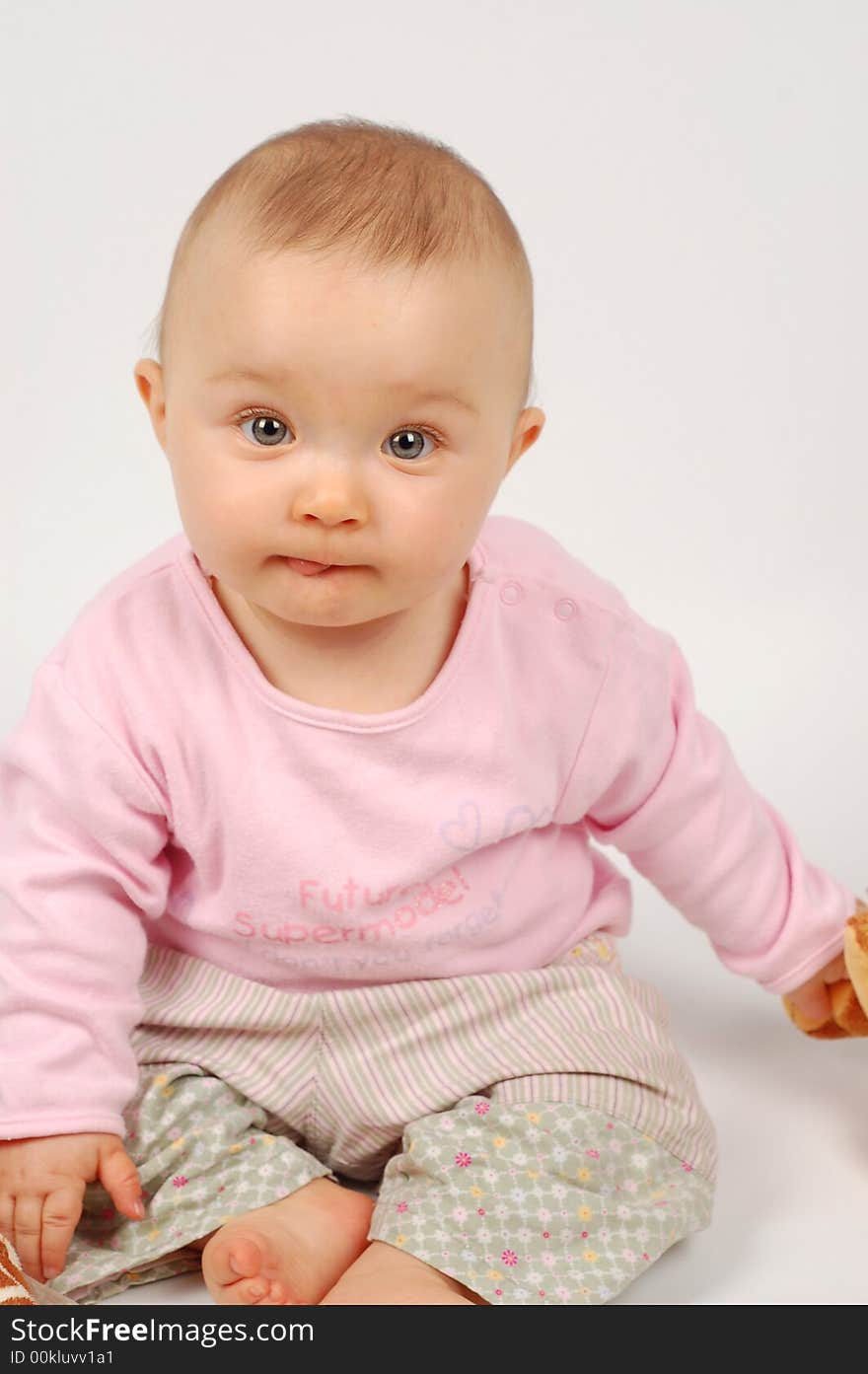 Sweet white girl on white background. Sweet white girl on white background