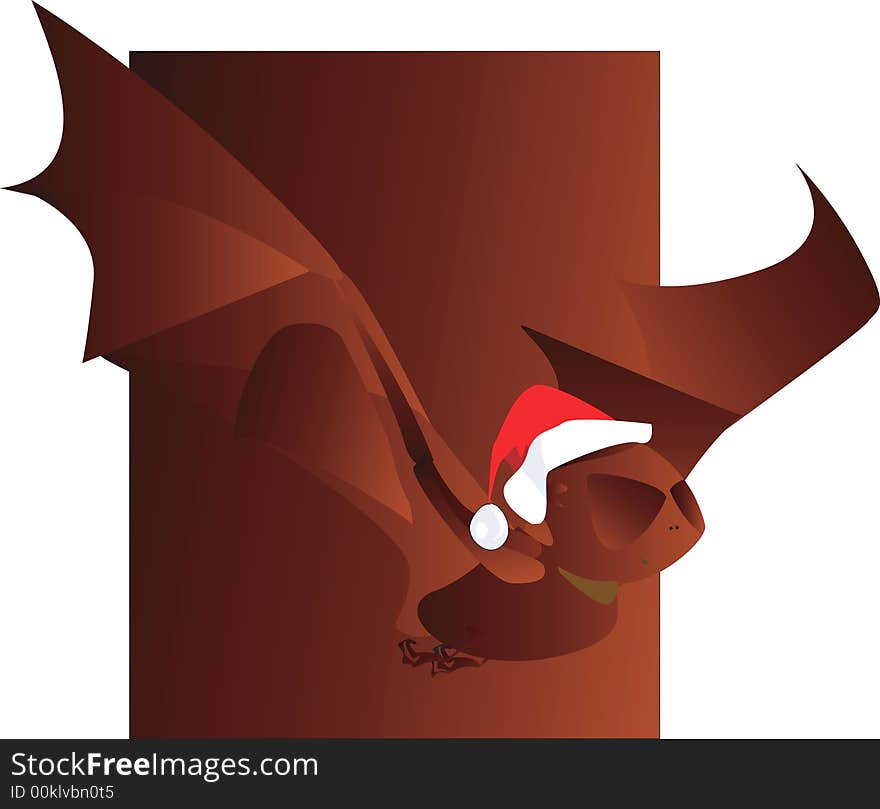 Bat with Santa clause cap