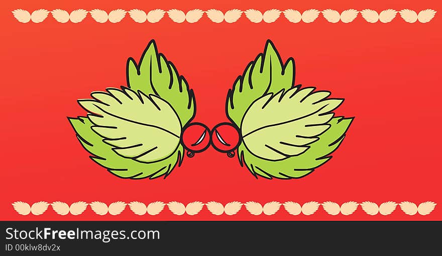 Christmas decoration , leaves on red cloths