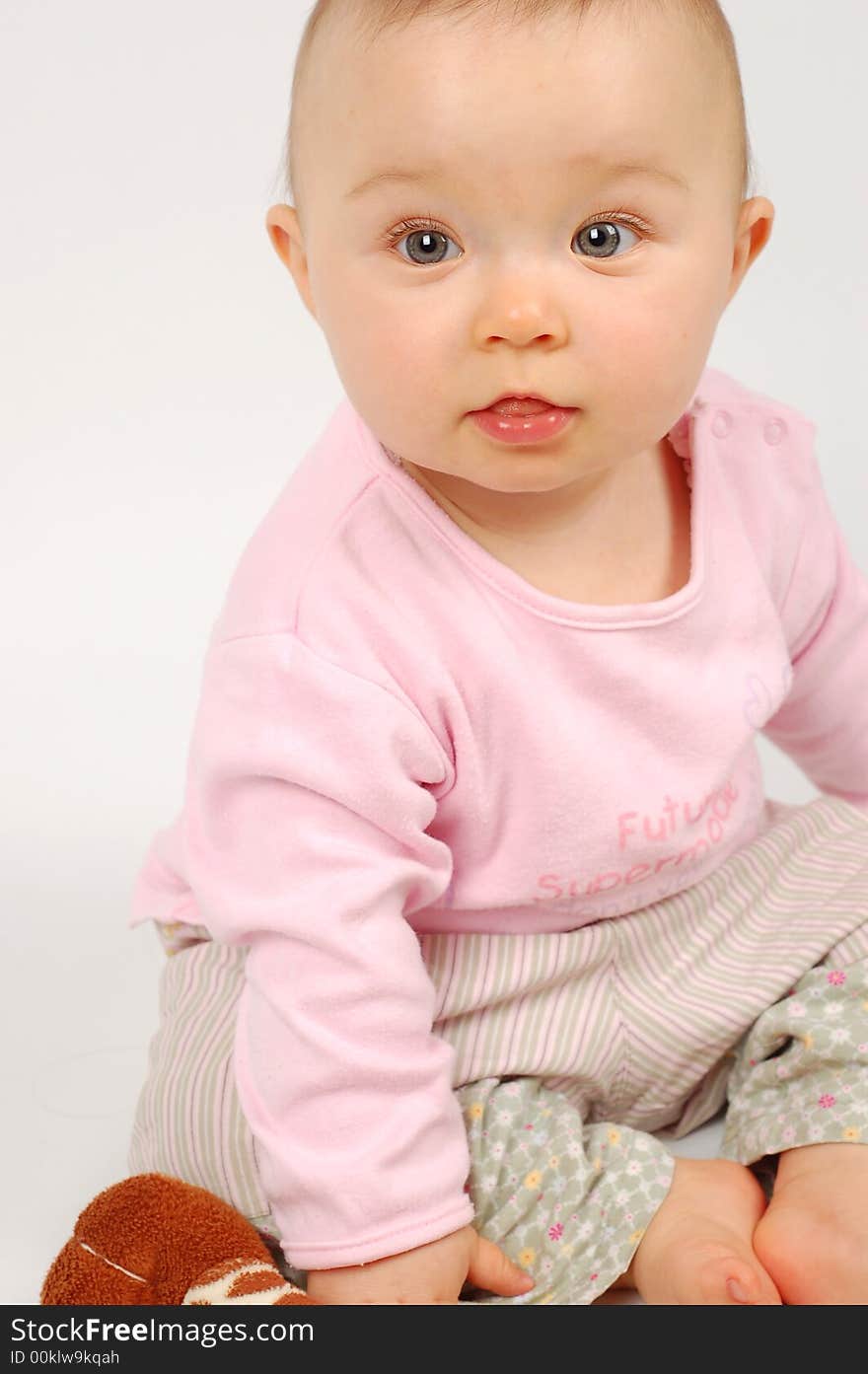 Sweet white girl on white background. Sweet white girl on white background