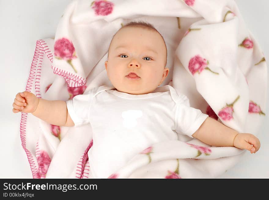 Sweet white baby on white background. Sweet white baby on white background