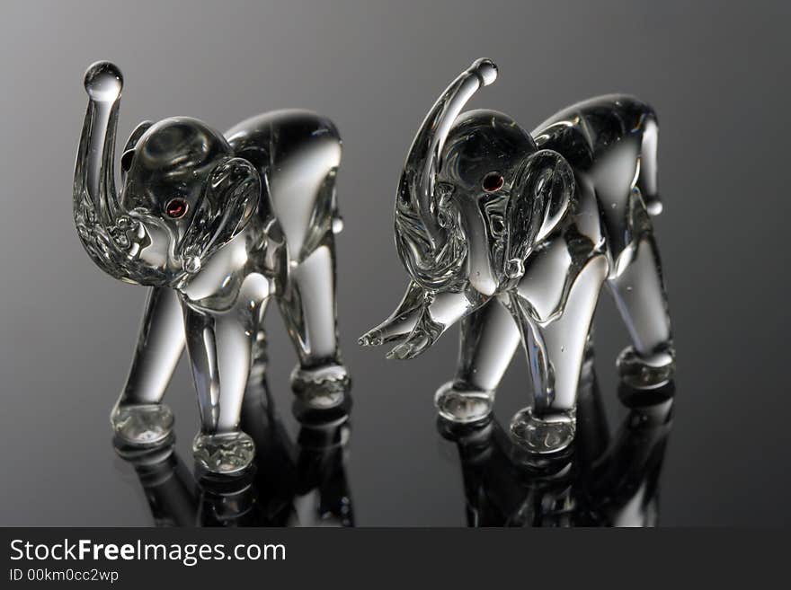 Elephant glass statues