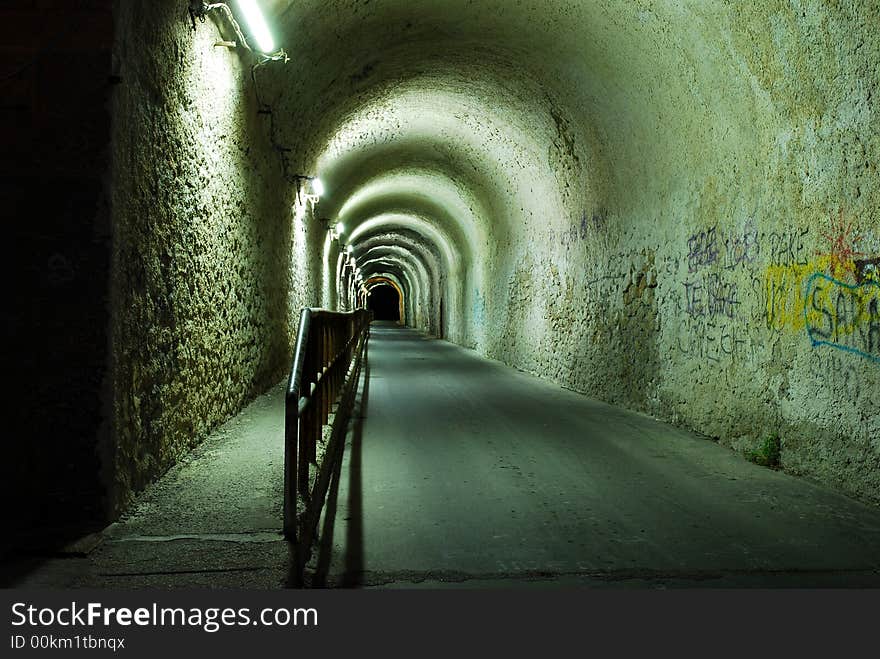 Pedestrian tunnel under the mountain. Pedestrian tunnel under the mountain