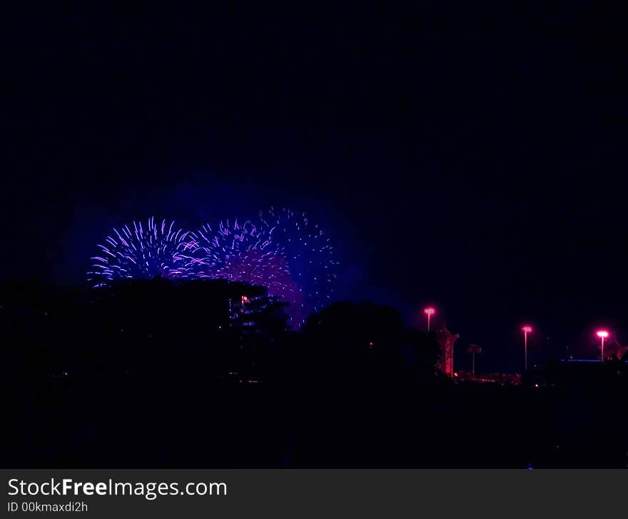 Blue display by Team Japan during Malaysia International Fireworks Competition. Blue display by Team Japan during Malaysia International Fireworks Competition.