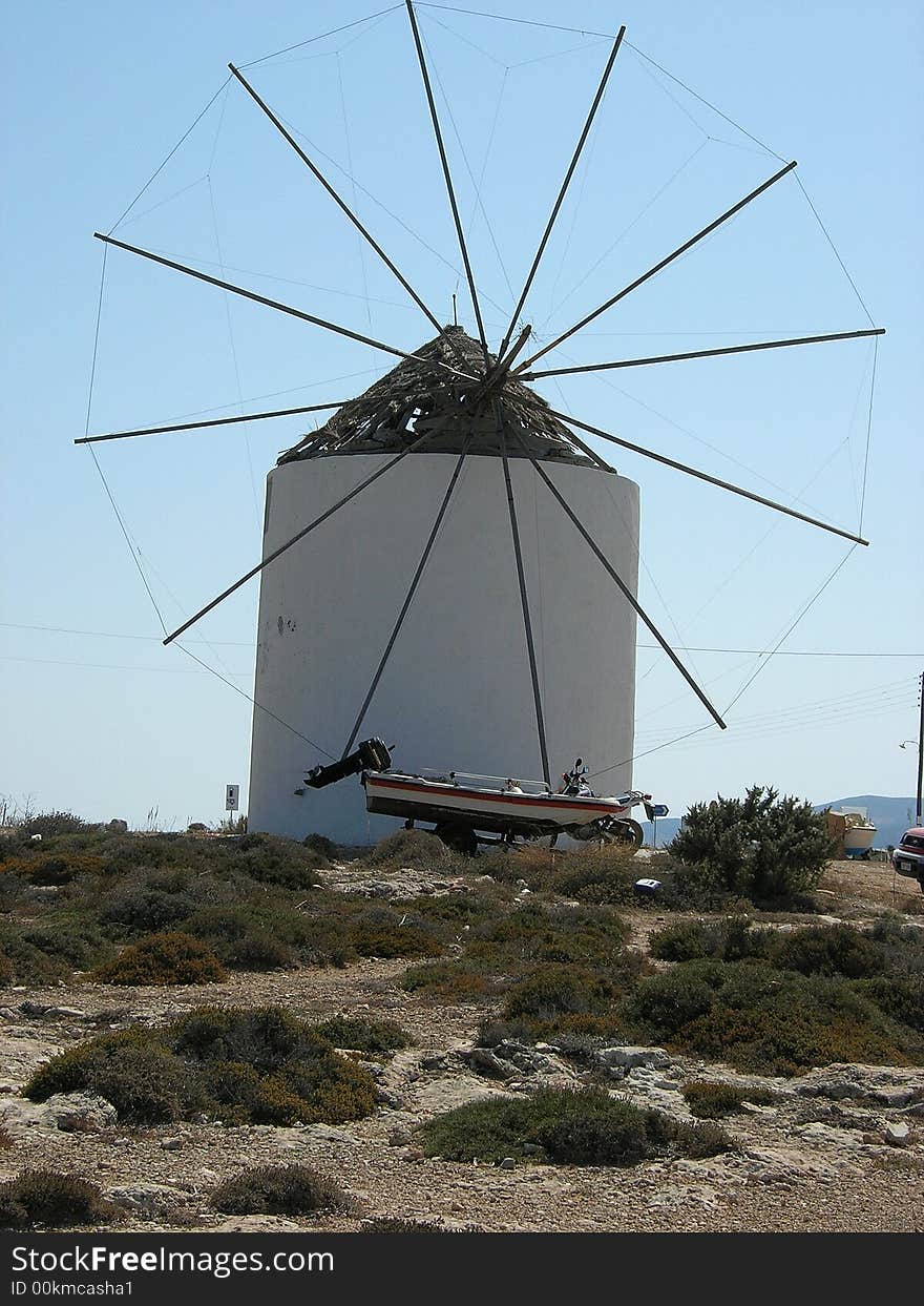 A dilapidated windmill on the island of paros. A dilapidated windmill on the island of paros