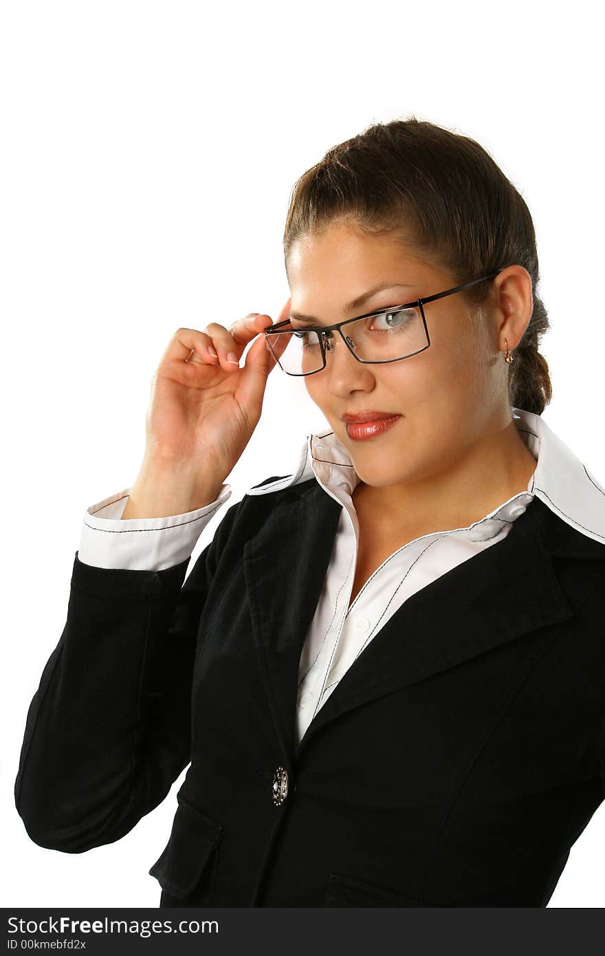 Beautiful Business woman with glasses in black suite. Beautiful Business woman with glasses in black suite