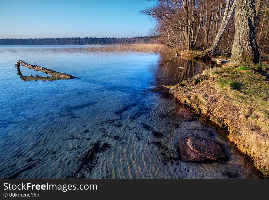 Evening on the blue lake