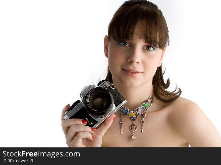 Woman with classic camera