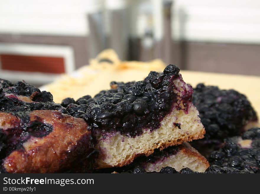 Black currant pie cut in pieces