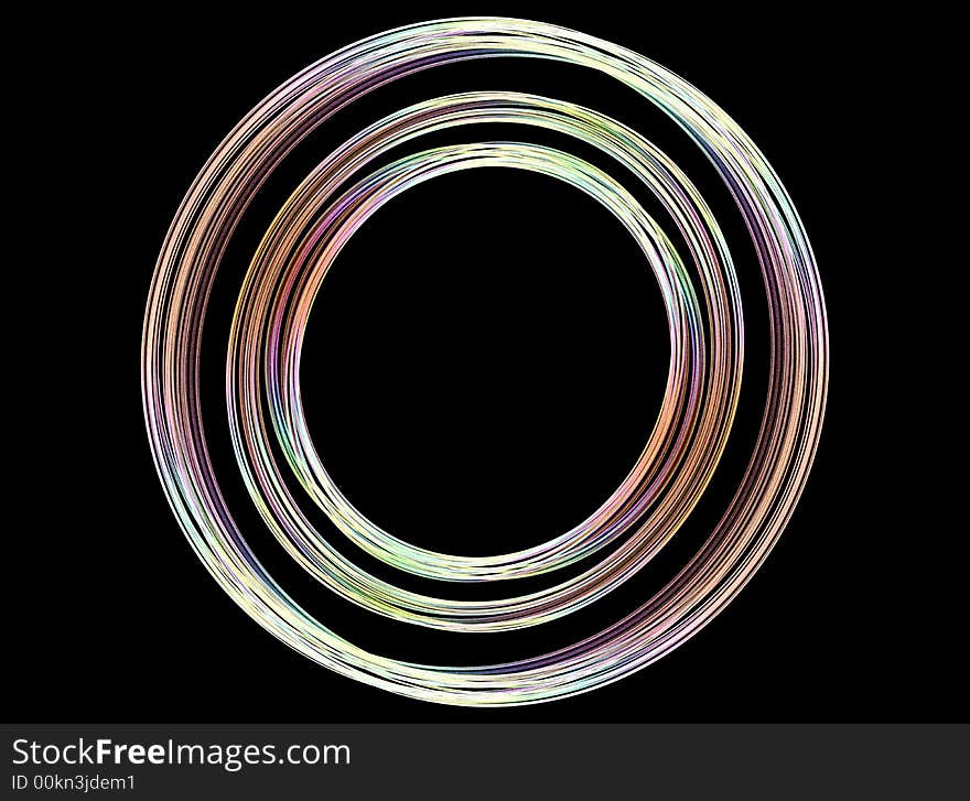 Abstract colored circles linked together on a black background. Abstract colored circles linked together on a black background