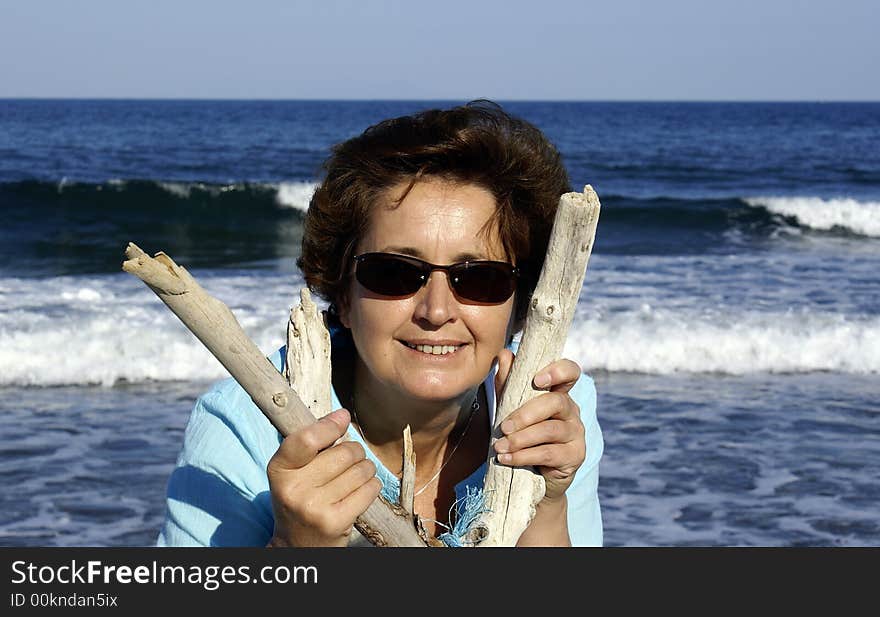 Woman's portrait at the beach