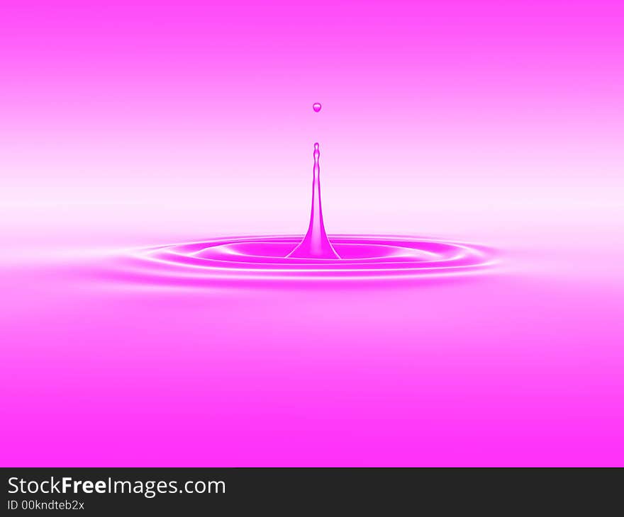 Pink waterdrop splash to water. Pink waterdrop splash to water