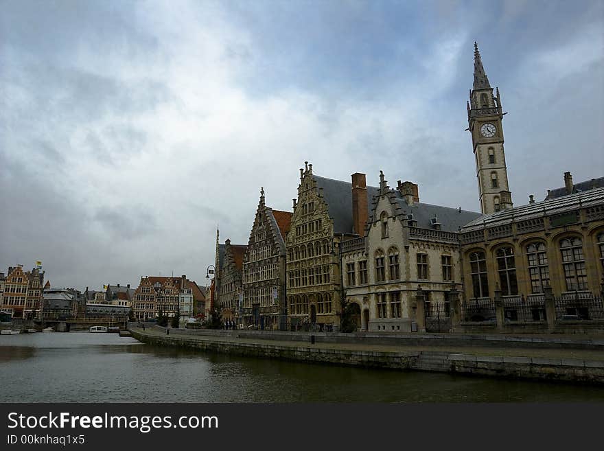 Tower clock in Gent, Belgium.