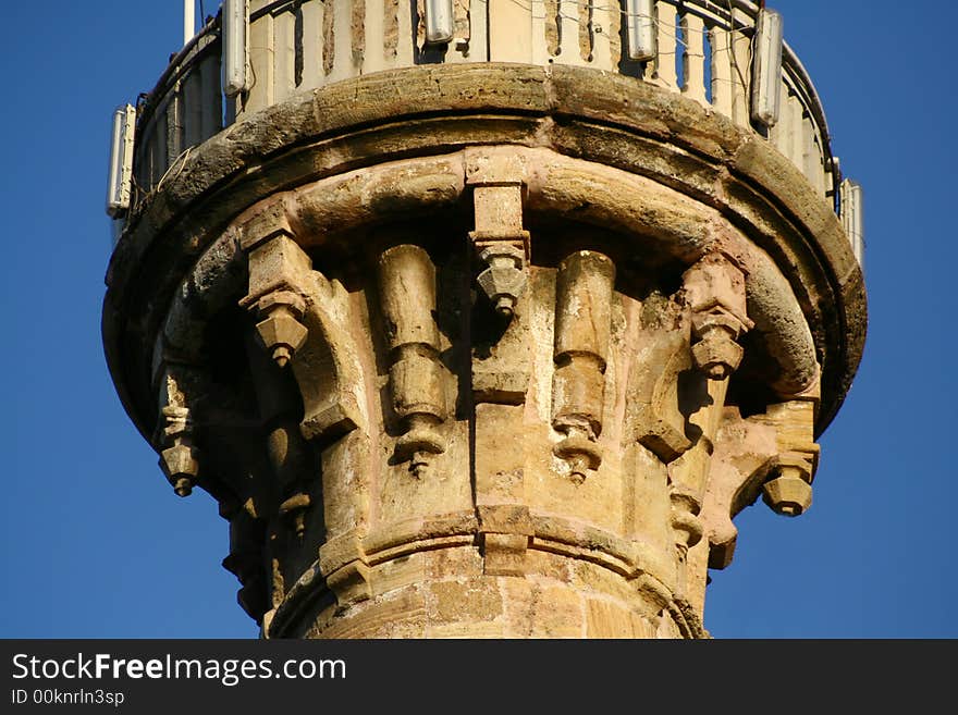 Minaret balcony of a mosque in turkey