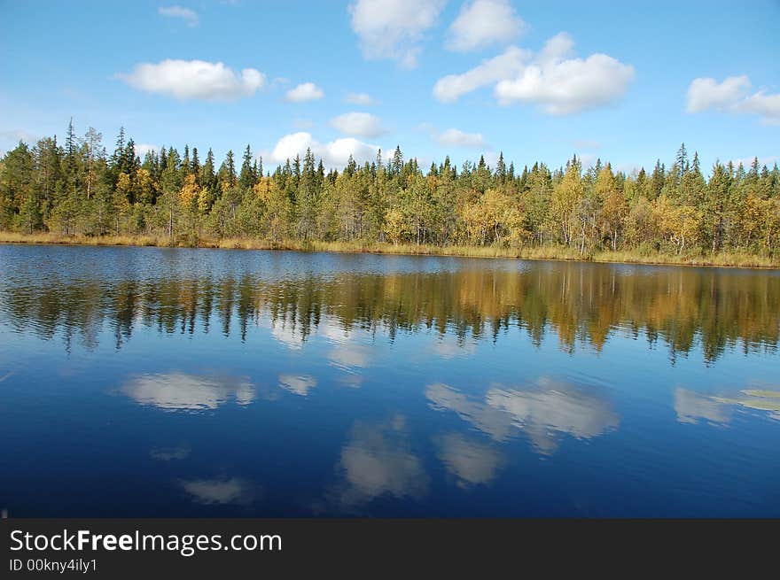 Autumn lake in Russia Karelia