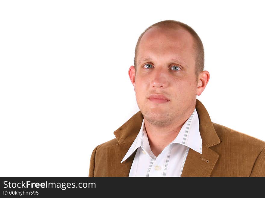 A studio portrait of a young businessman with blue eyes! Isolated over white!. A studio portrait of a young businessman with blue eyes! Isolated over white!