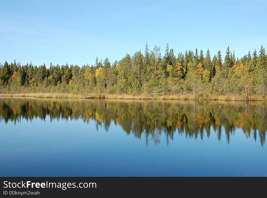 Autumn lake in Russia Karelia