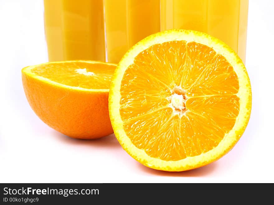 Juice Orange-fruits juice isolated on white