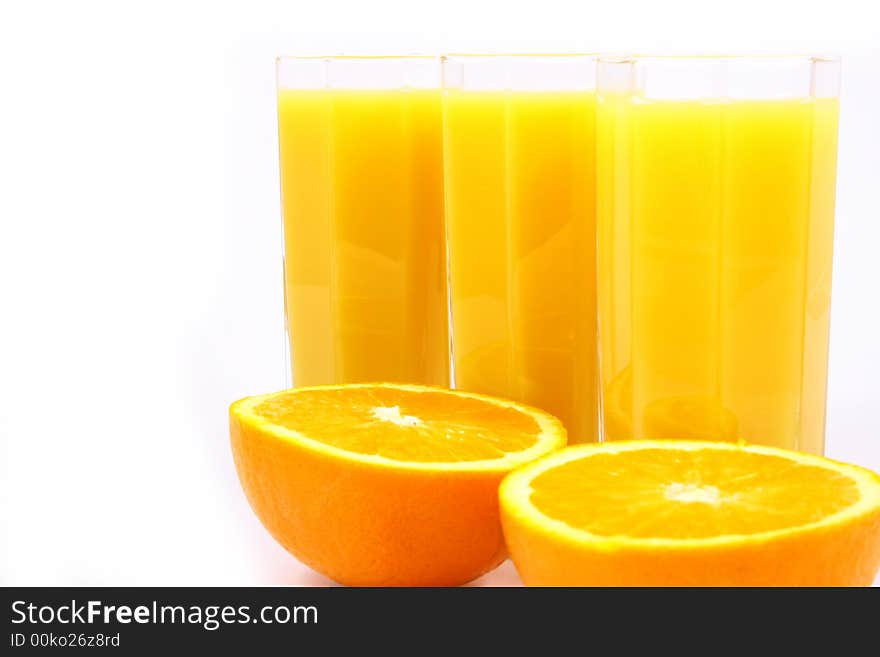 Juice Orange-fruits juice isolated on white