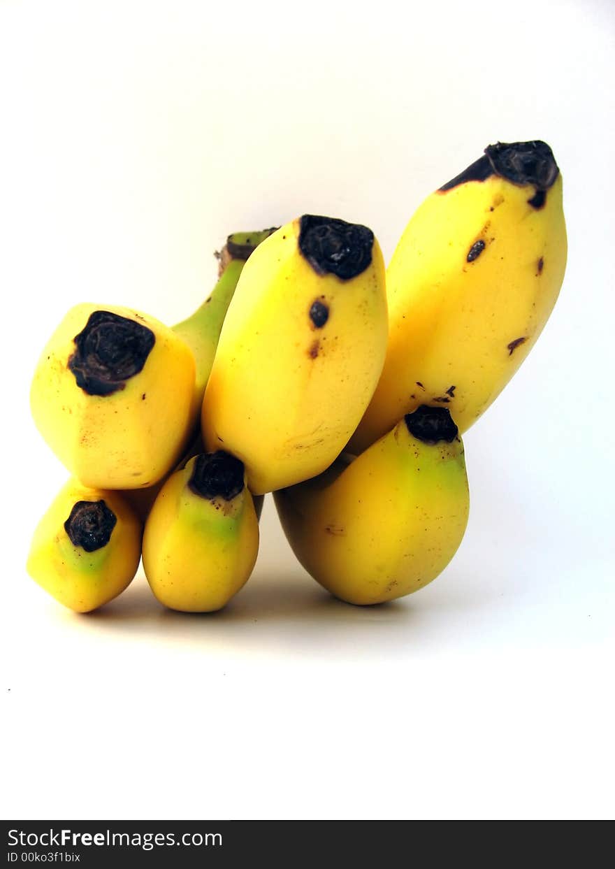 Bunch of bananas on white background