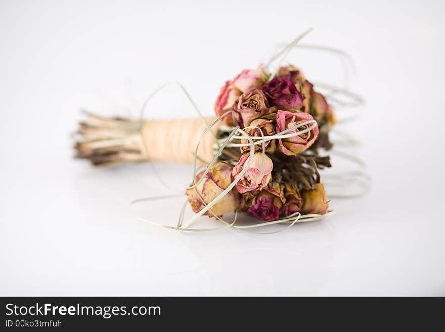 Branch of girlfriend flowers done with dry roses. Branch of girlfriend flowers done with dry roses