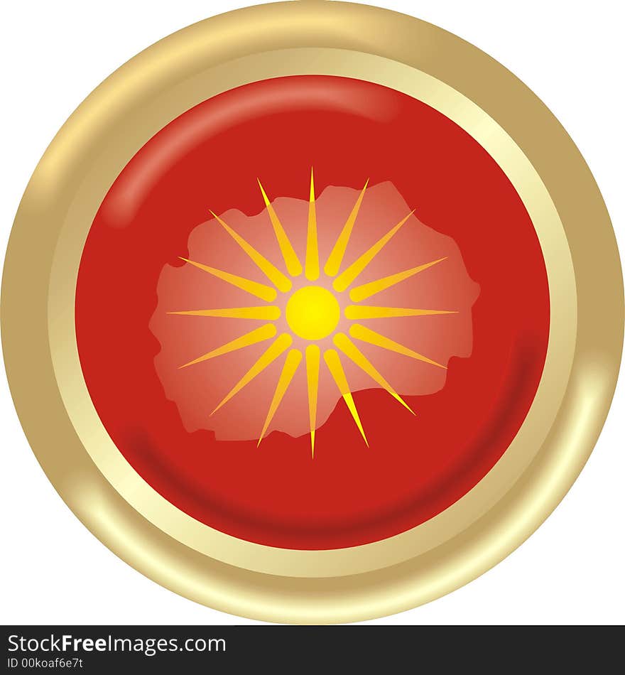 Art illustration: round gold medal with map and flag of macedonia. Art illustration: round gold medal with map and flag of macedonia