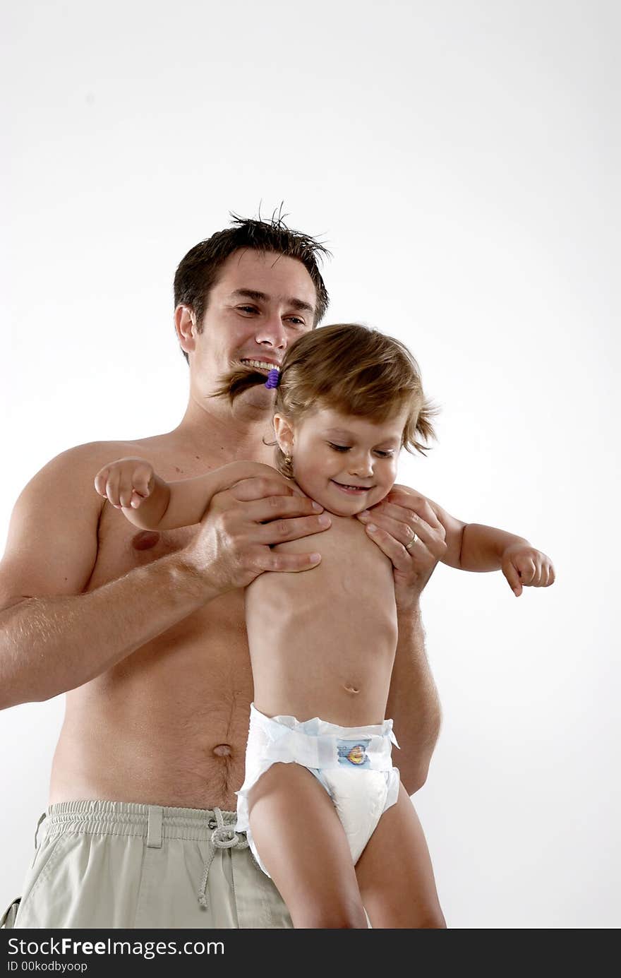 Picture of happy family - father with daughter