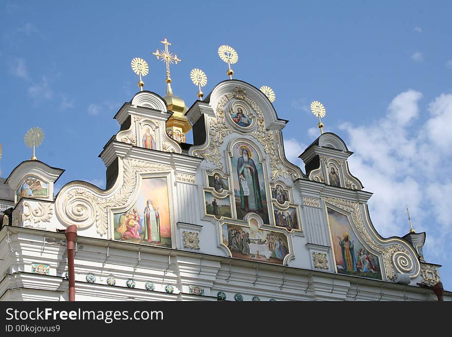 Pechersky Monastery church domes in kiev