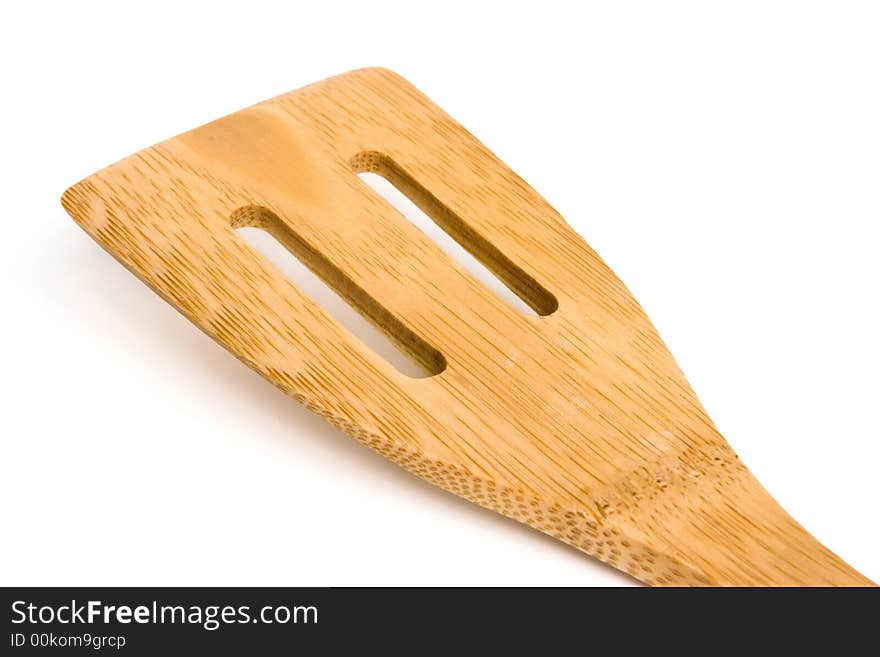 Bamboo spatula isolated on a white background