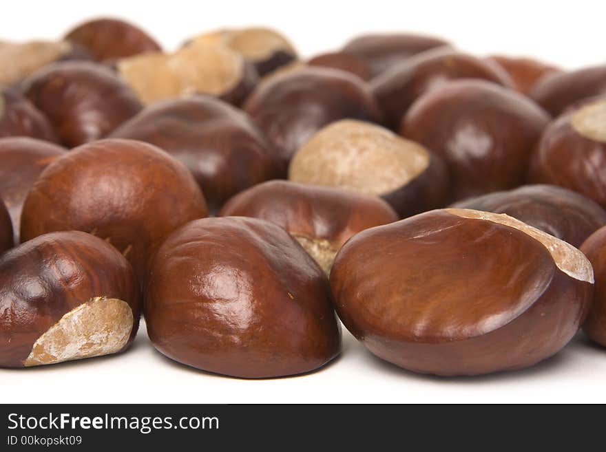 Chestnuts isolated on a white background