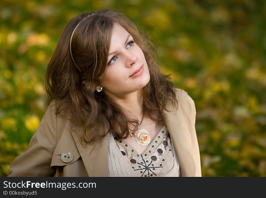 Girl portrait on autumn background. Girl portrait on autumn background