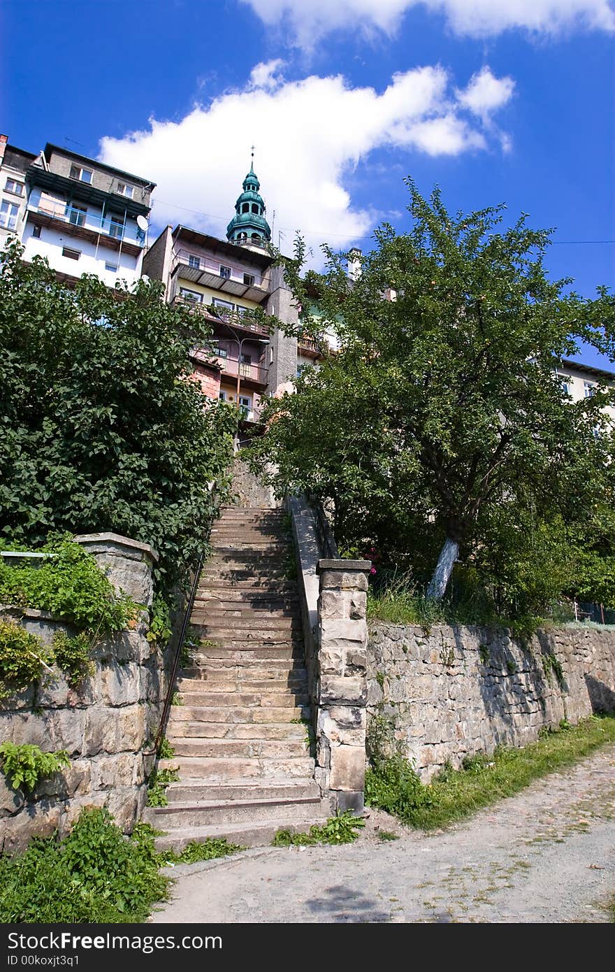 The town of Bystrzyca Klodzka, Southern Poland