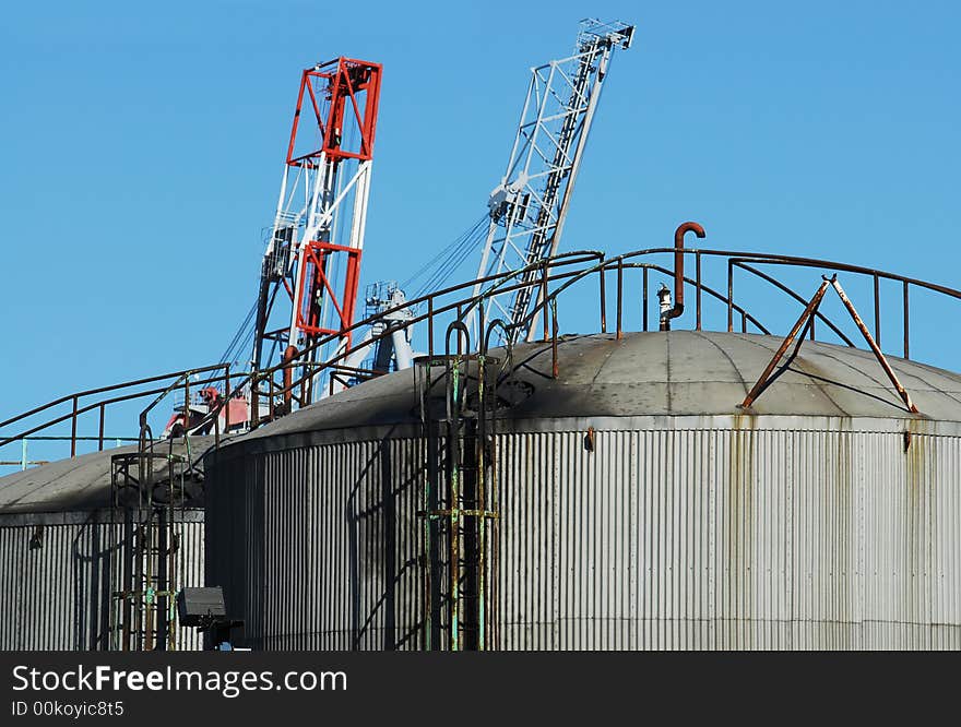 Refinery detail on a clear blue sky. Location: Montreal, canada. Camera: Nikon D200. Refinery detail on a clear blue sky. Location: Montreal, canada. Camera: Nikon D200