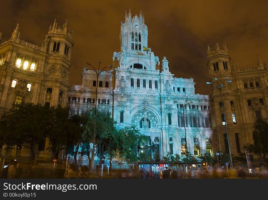 The Correos Post office illuminated. Images from the Noche En Blanco / White Night festival in Madrid, Spain 2007.