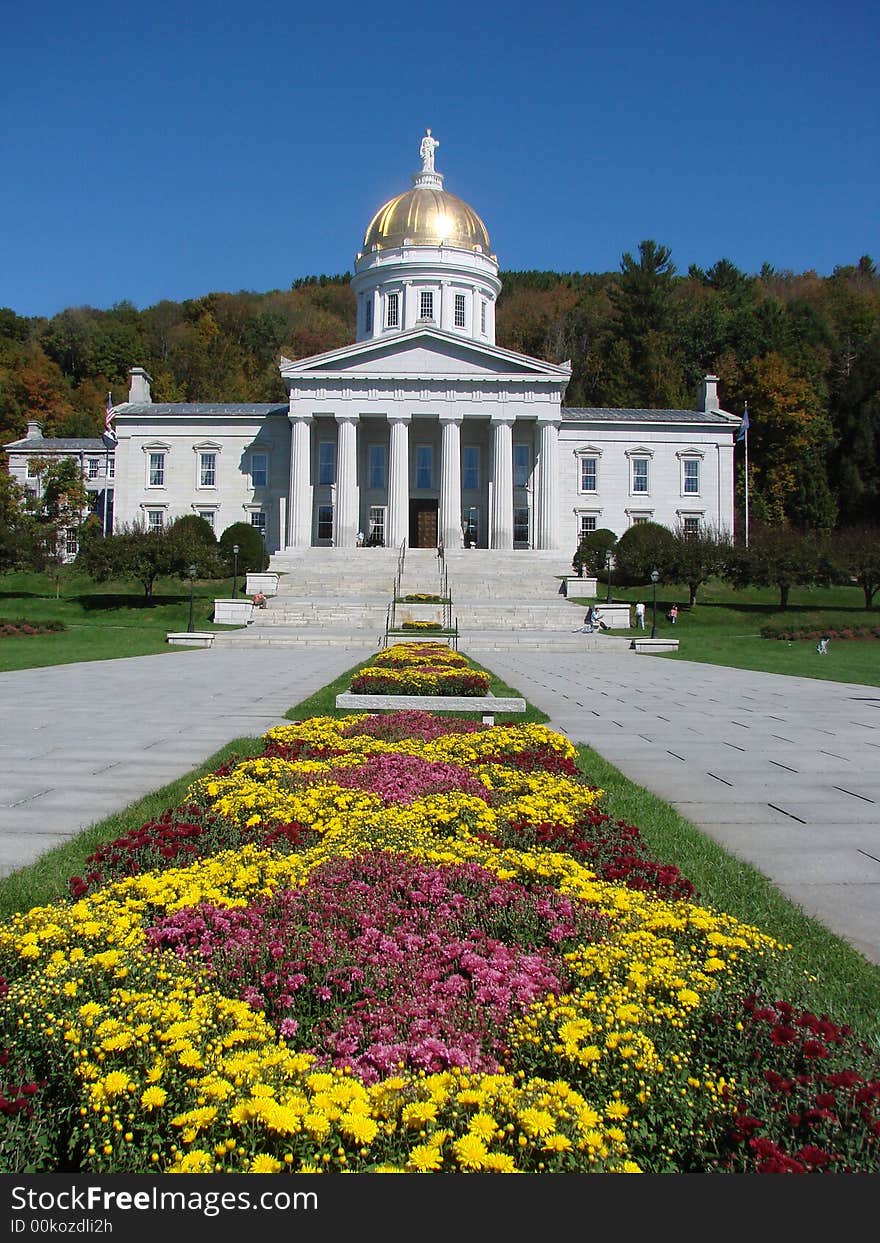 A state capital building on a beautiful day