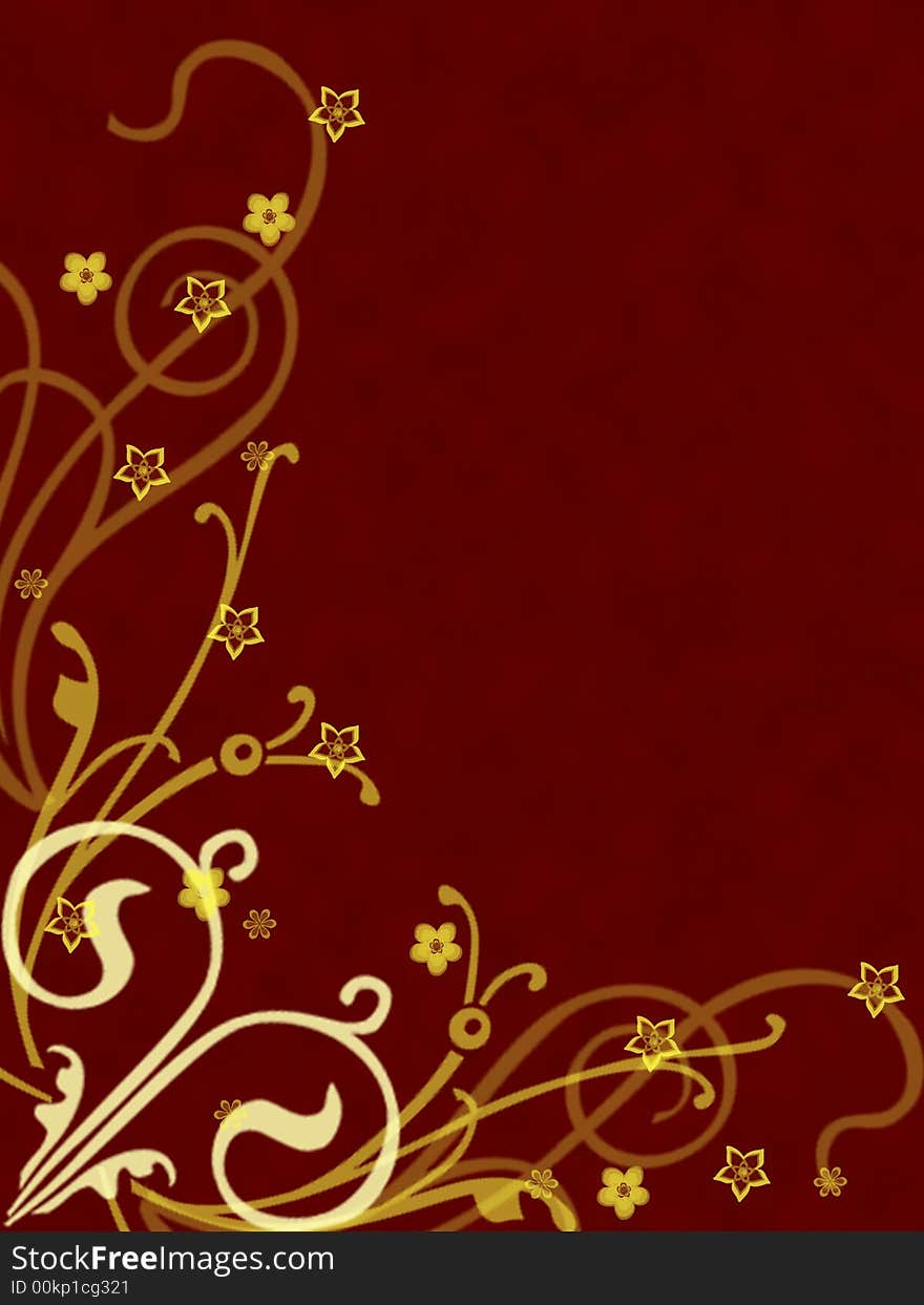 Grungy floral background on red