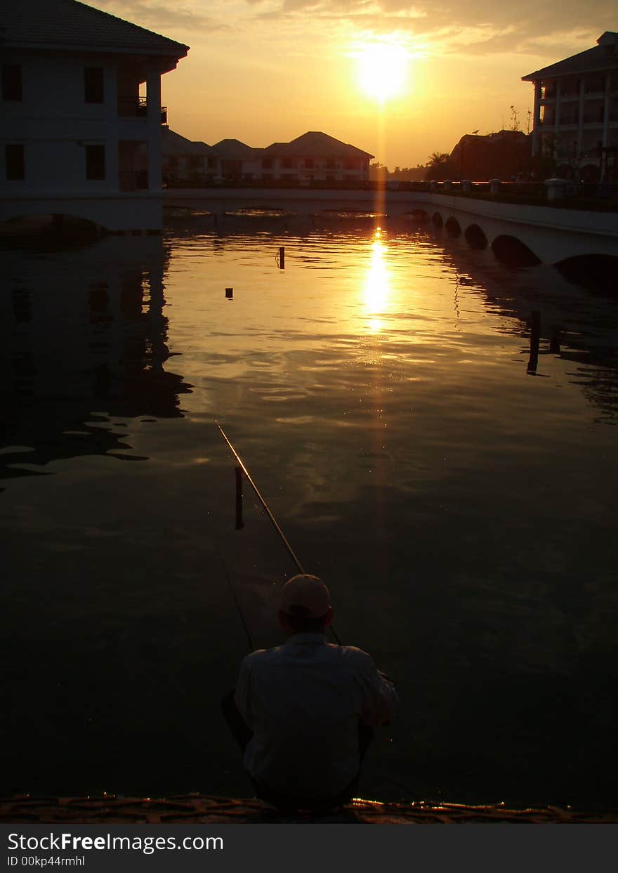 Sunset on West Lake, Hanoi Vietnam. Sunset on West Lake, Hanoi Vietnam