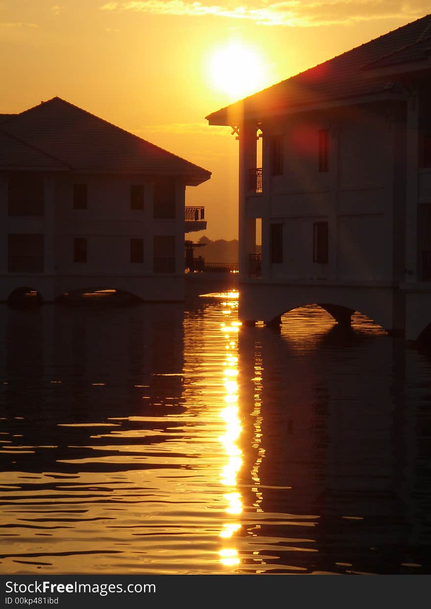 Sunset on West Lake, Hanoi Vietnam. Sunset on West Lake, Hanoi Vietnam