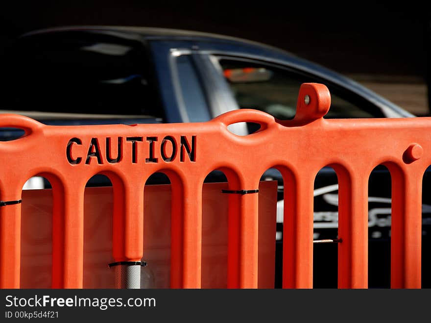 Caution sign barrier for pedestrians