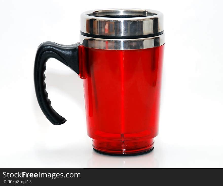 Beautiful focus ared mug image on the white background