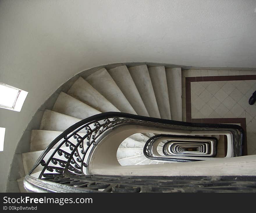 View of curved stairwell in Buenos Aires. View of curved stairwell in Buenos Aires