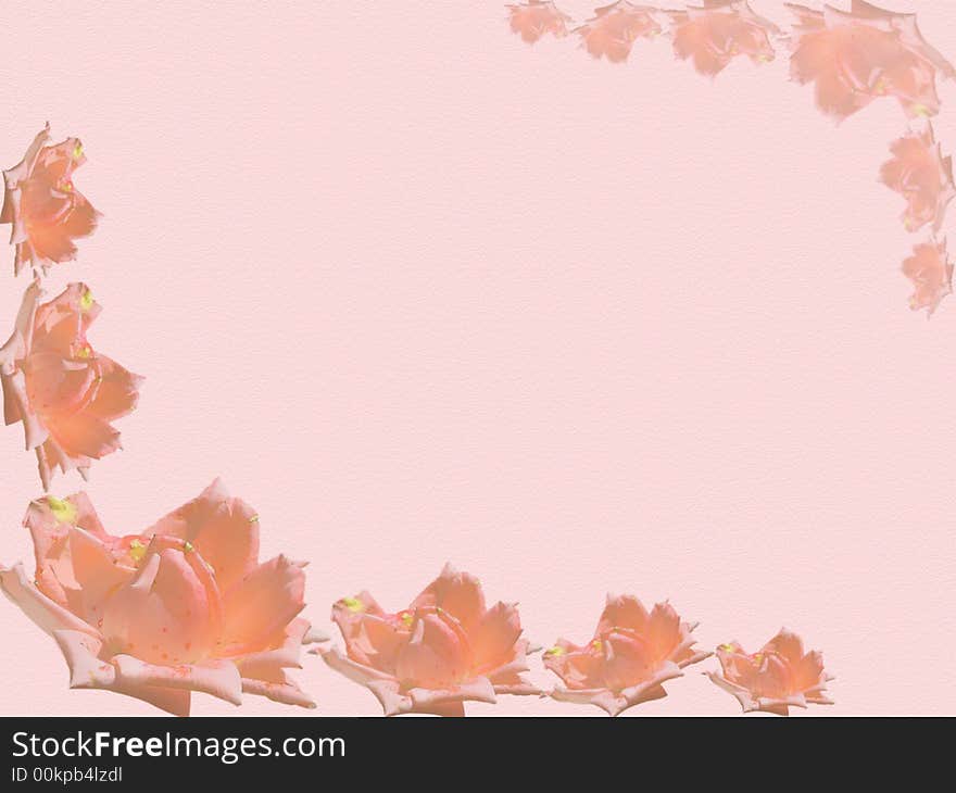 A pastel background with pastel roses as frame. A pastel background with pastel roses as frame