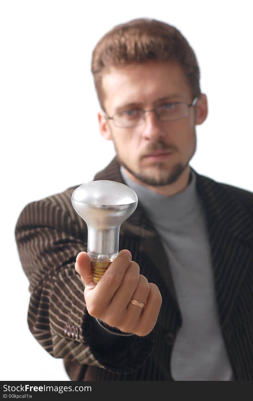 A man keeping electric lamp