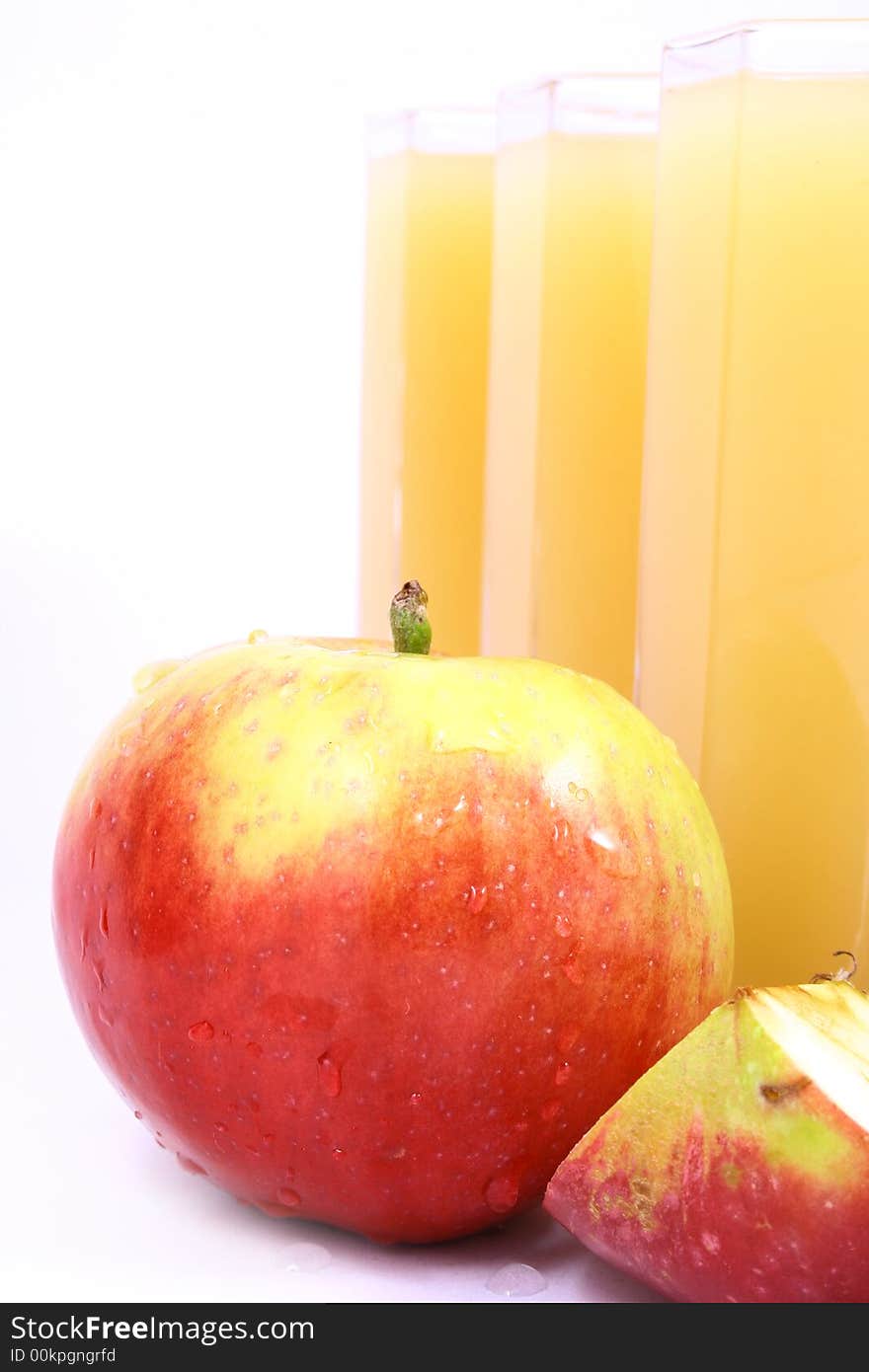 Photo of apple juice on white background