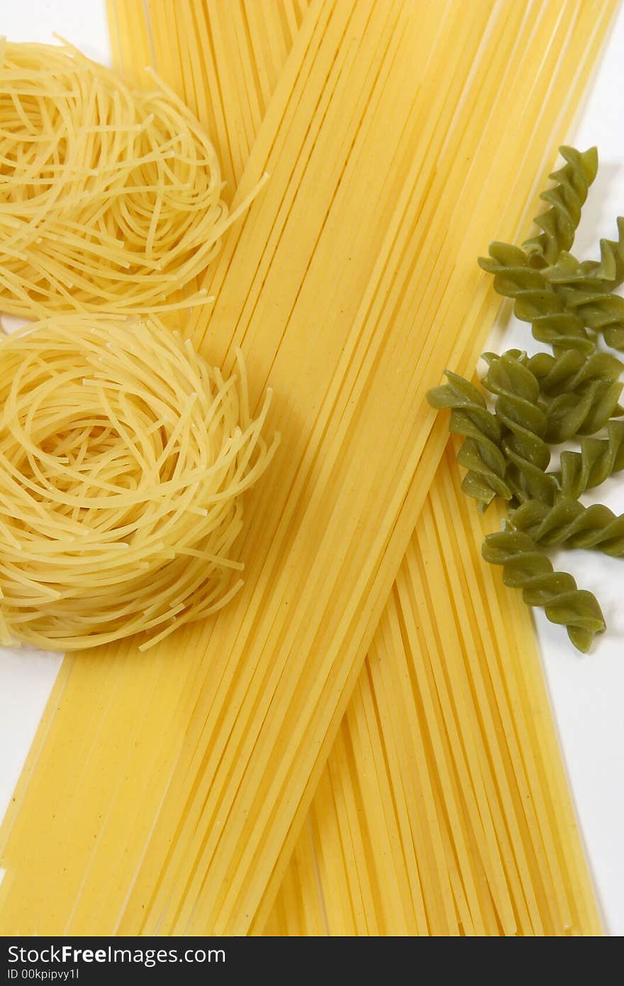 Colorful pasta , Spaghetti and pasta , white background