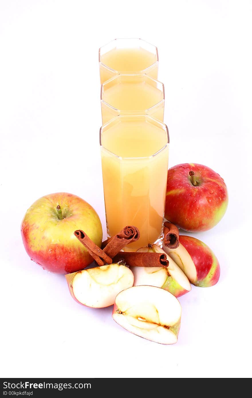 Photo of apple juice on white background