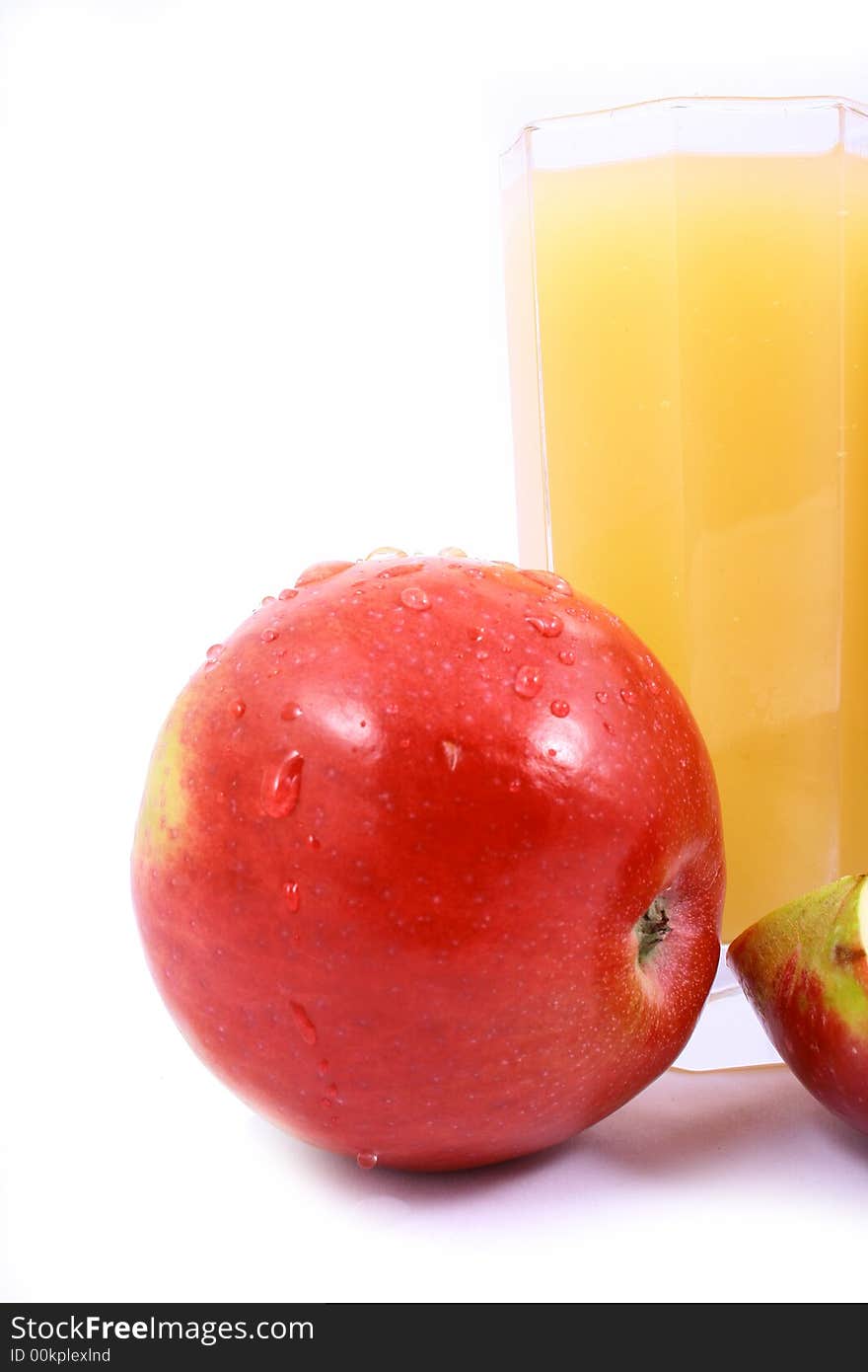 Photo of apple juice on white background