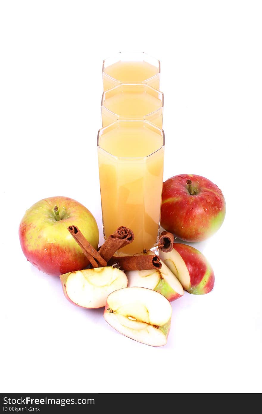 Photo of apple juice on white background