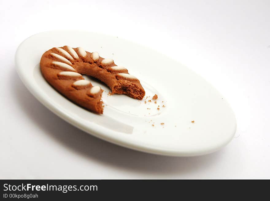 Chocolate biscuits against white background